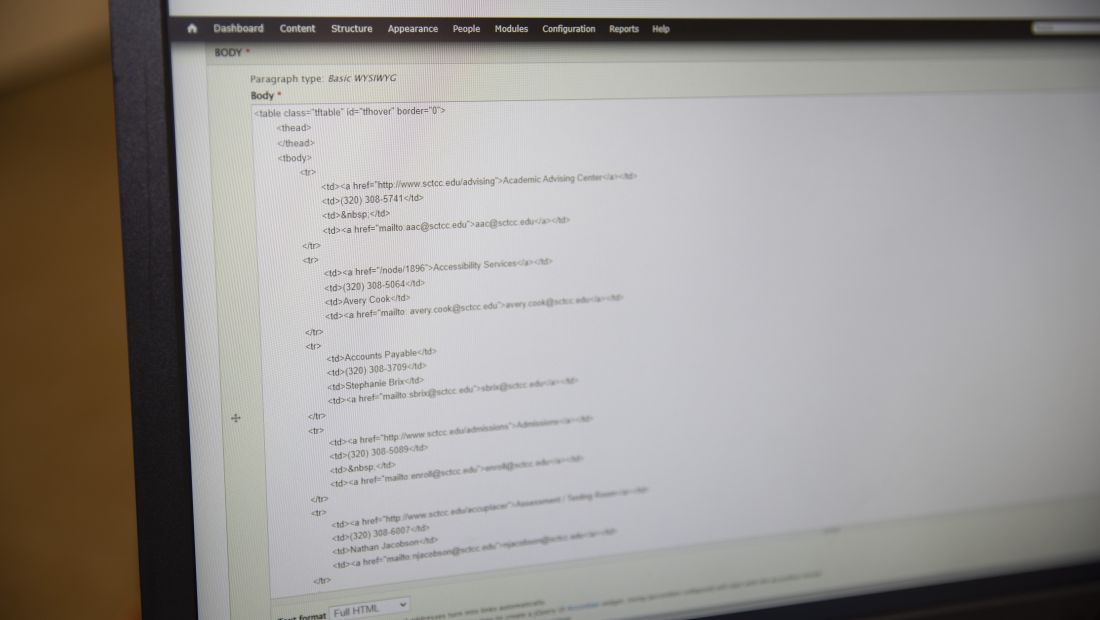 code on computer screen