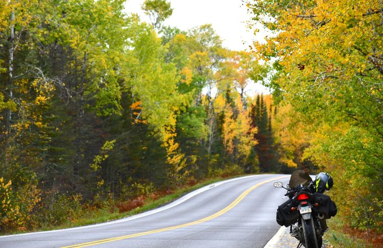 motorcycle parked on the side of the road