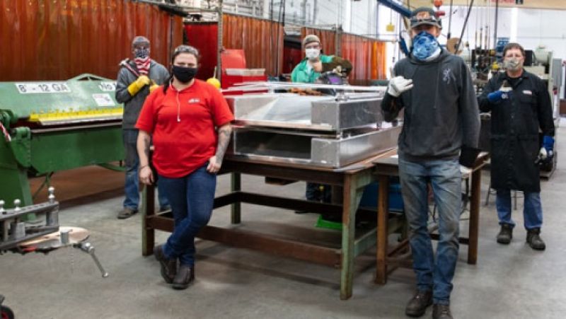 Welding students in masks