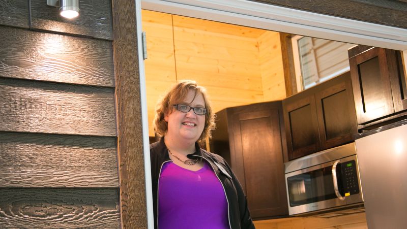 Sara Shrode in her tiny house