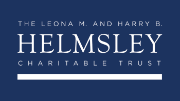 the leona m. and harry b. helmsley charitable trust logo on a dark background
