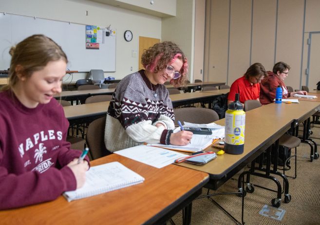 Math students at desks