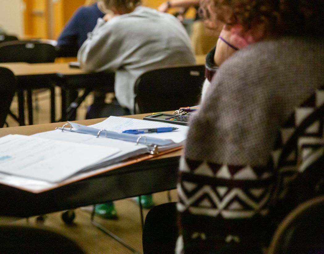 student in classroom