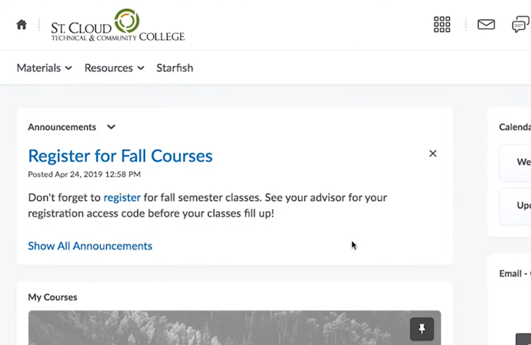 D2L screen