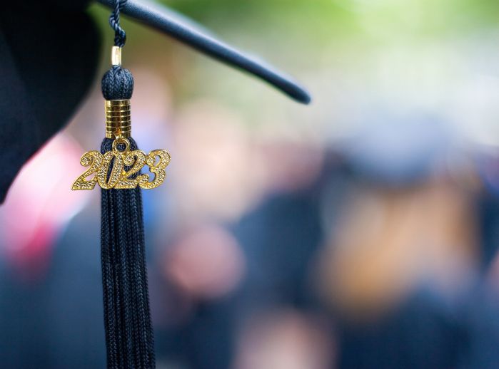 Grad cap with tassel and 2023 year