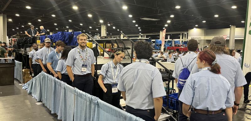 Lucas waiting in line to compete