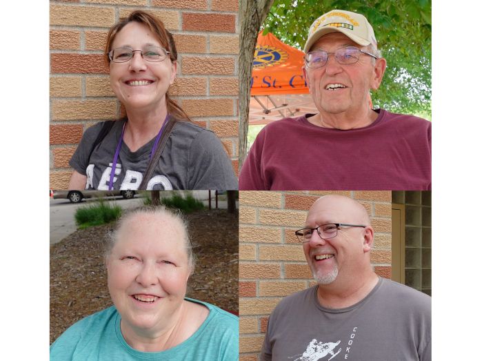 Four smiling people separated into four squares