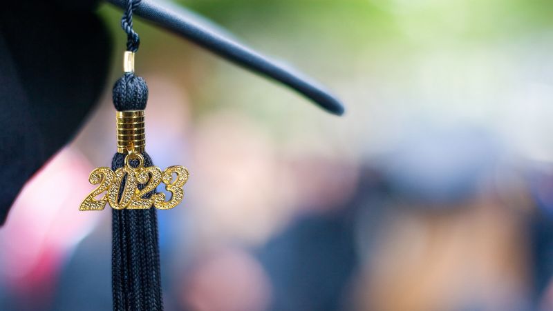 Grad cap with tassel and 2023 year